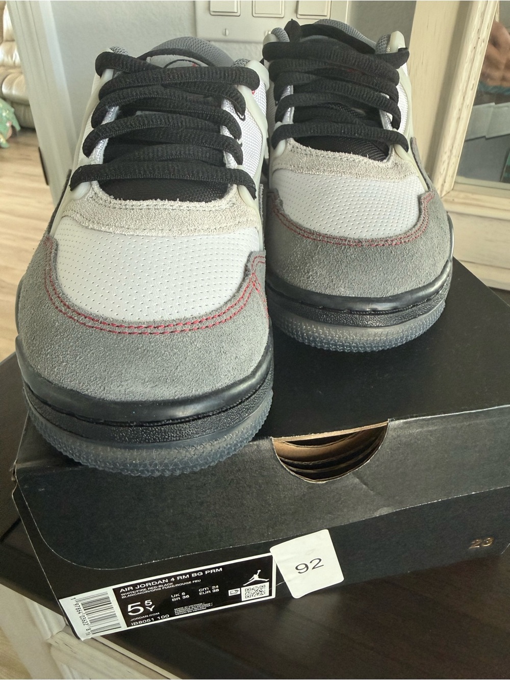Air Jordan 4 Men's Gray, Black & Red Accent Sneakers